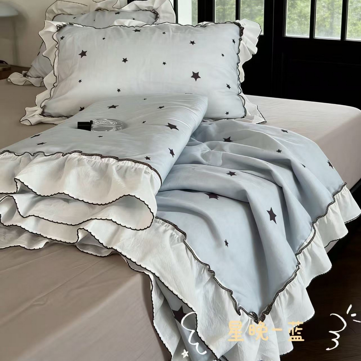 91家纺网 家纺一手货源 找家纺 （总）荣轩家居 2026新款韩式月芽款大花边全棉双层纱夏被夏凉被空调被