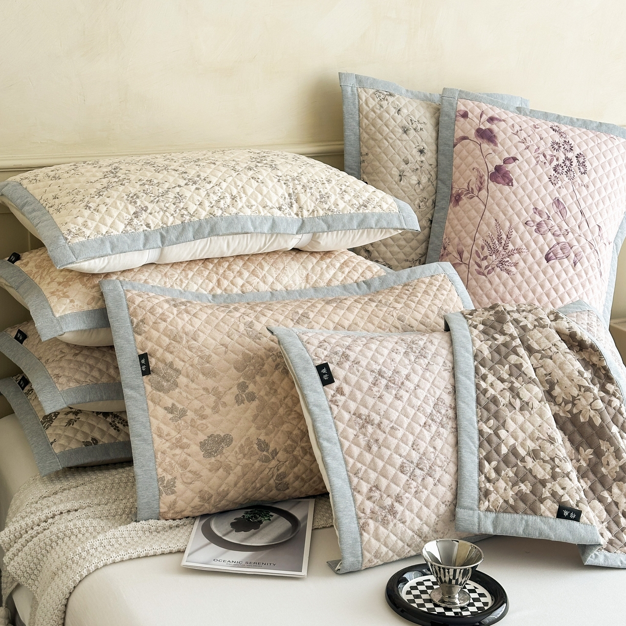 91家纺网 家纺一手货源 找家纺 凌云家纺 2026新款复古棉麻老粗布夹棉枕巾 组合图 仅供参考