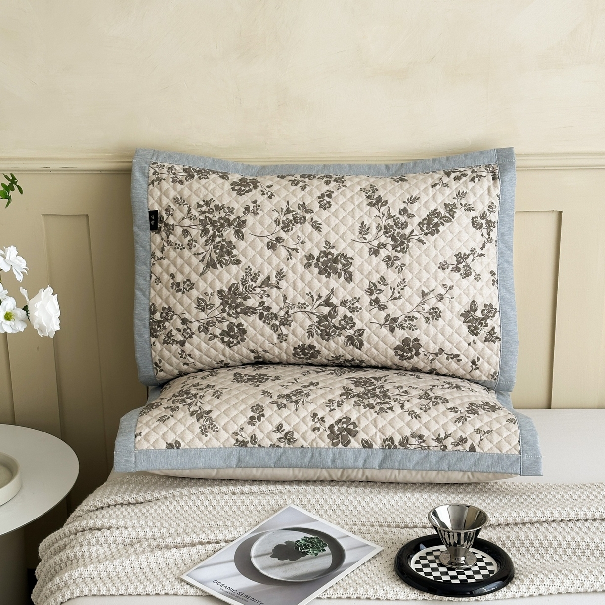 91家纺网 家纺一手货源 找家纺 凌云家纺 2026新款复古棉麻老粗布夹棉枕巾 暗香