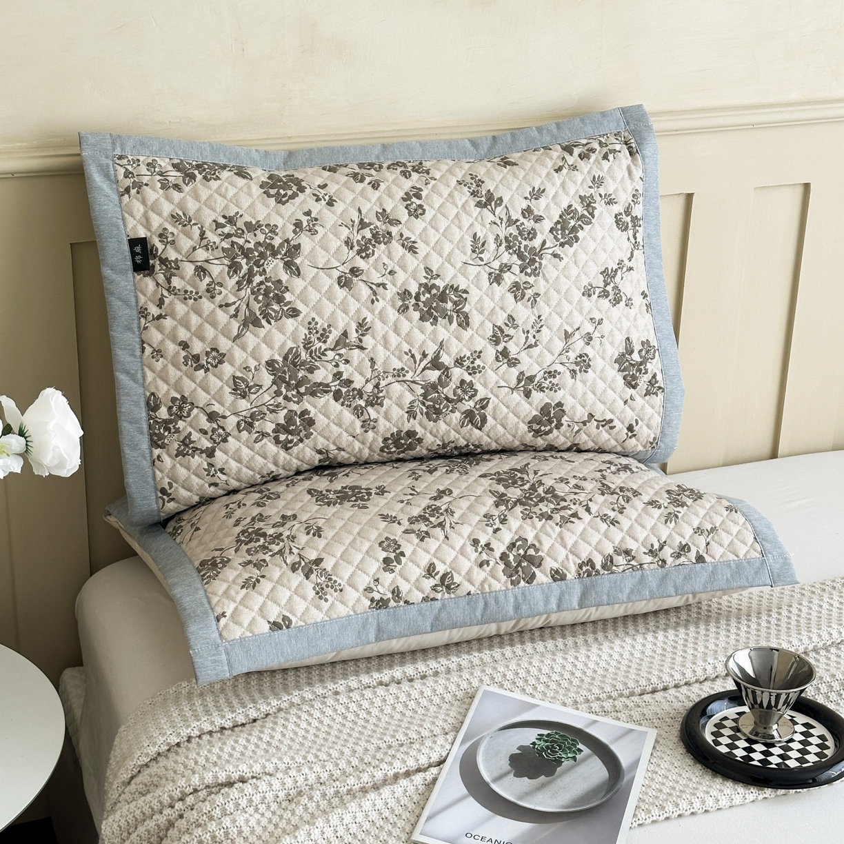 91家纺网 家纺一手货源 找家纺 凌云家纺 2026新款复古棉麻老粗布夹棉枕巾 暗香