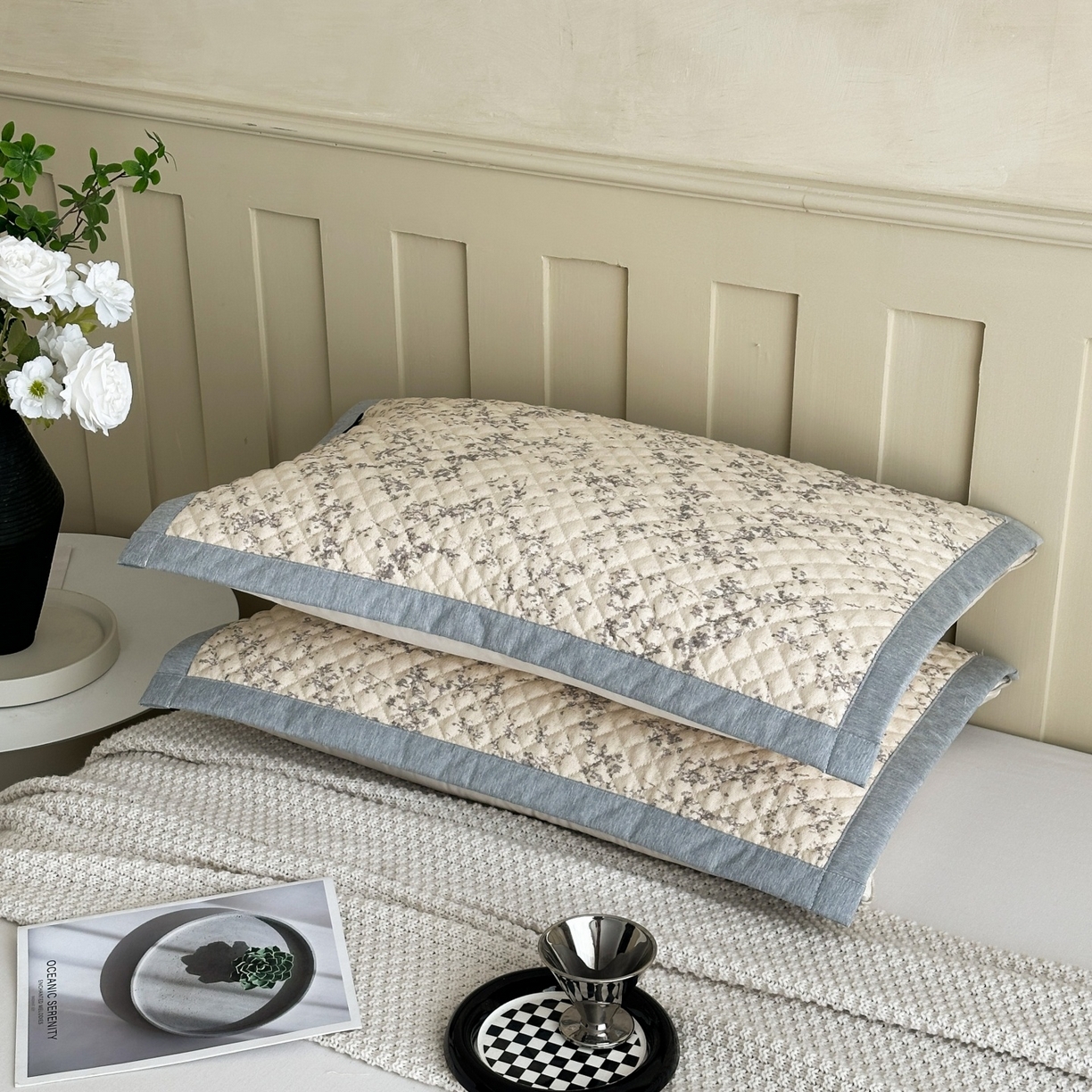 91家纺网 家纺一手货源 找家纺 凌云家纺 2026新款复古棉麻老粗布夹棉枕巾 冬梅枝语