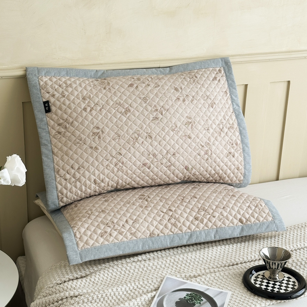 91家纺网 家纺一手货源 找家纺 凌云家纺 2026新款复古棉麻老粗布夹棉枕巾 花蝶