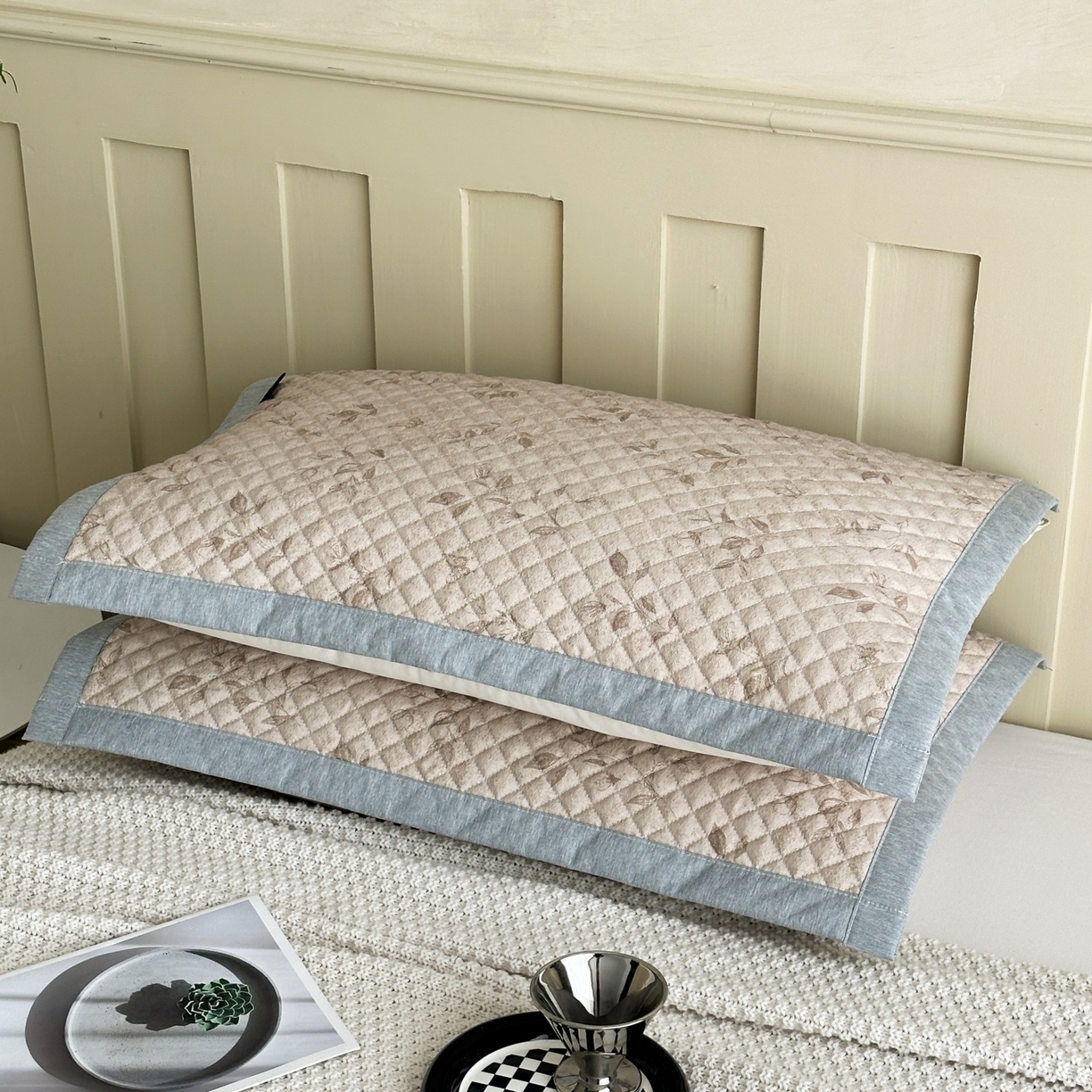 91家纺网 家纺一手货源 找家纺 凌云家纺 2026新款复古棉麻老粗布夹棉枕巾 花蝶