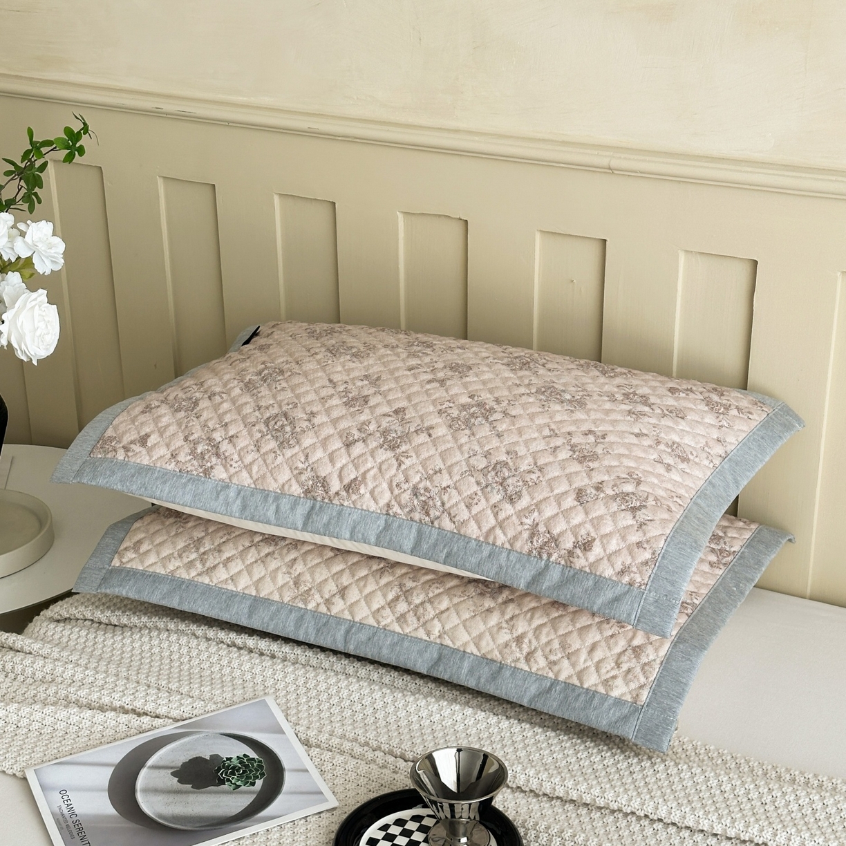 91家纺网 家纺一手货源 找家纺 凌云家纺 2026新款复古棉麻老粗布夹棉枕巾 曼塔玫瑰