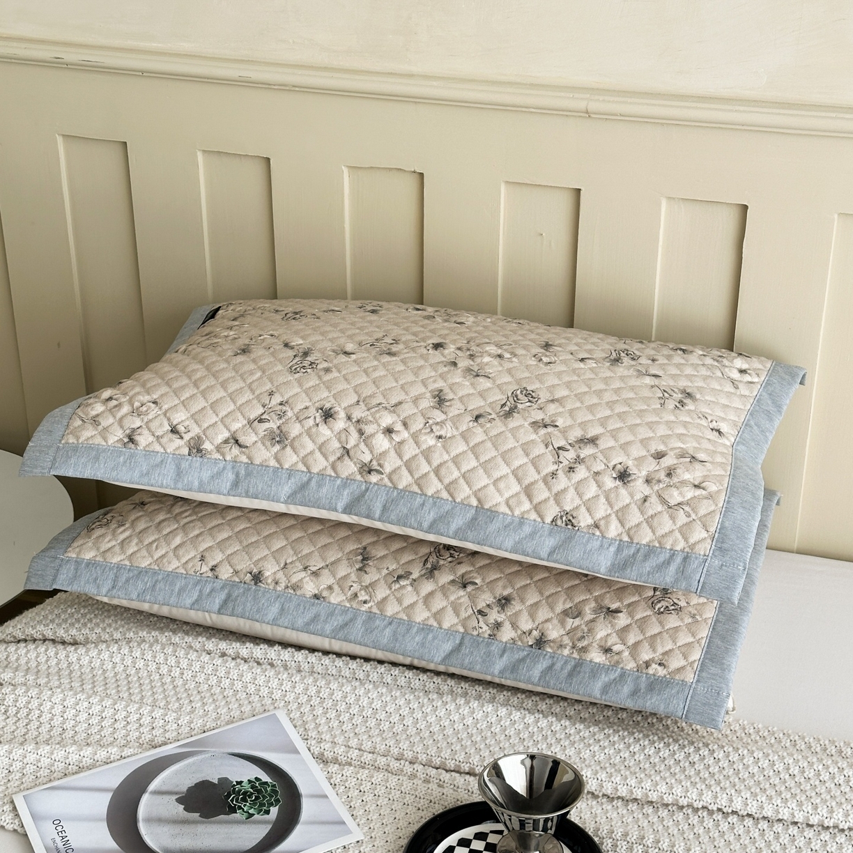 91家纺网 家纺一手货源 找家纺 凌云家纺 2026新款复古棉麻老粗布夹棉枕巾 墨梅