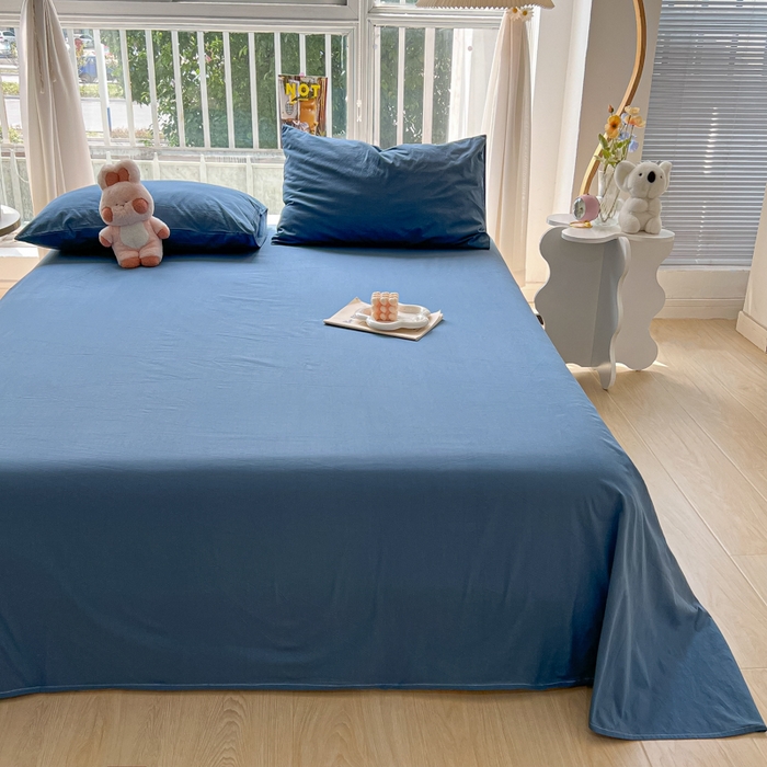 91家纺网 家纺一手货源 找家纺 爱彼家纺 2026新款夏季新款纯色磨毛亲肤柔软单床单床单三件套 纯色-宝兰