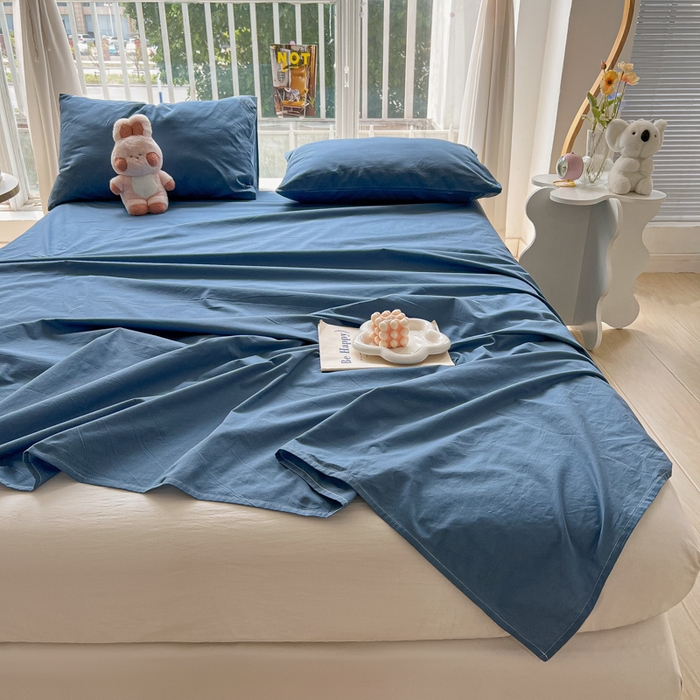 91家纺网 家纺一手货源 找家纺 爱彼家纺 2026新款夏季新款纯色磨毛亲肤柔软单床单床单三件套 纯色-宝兰