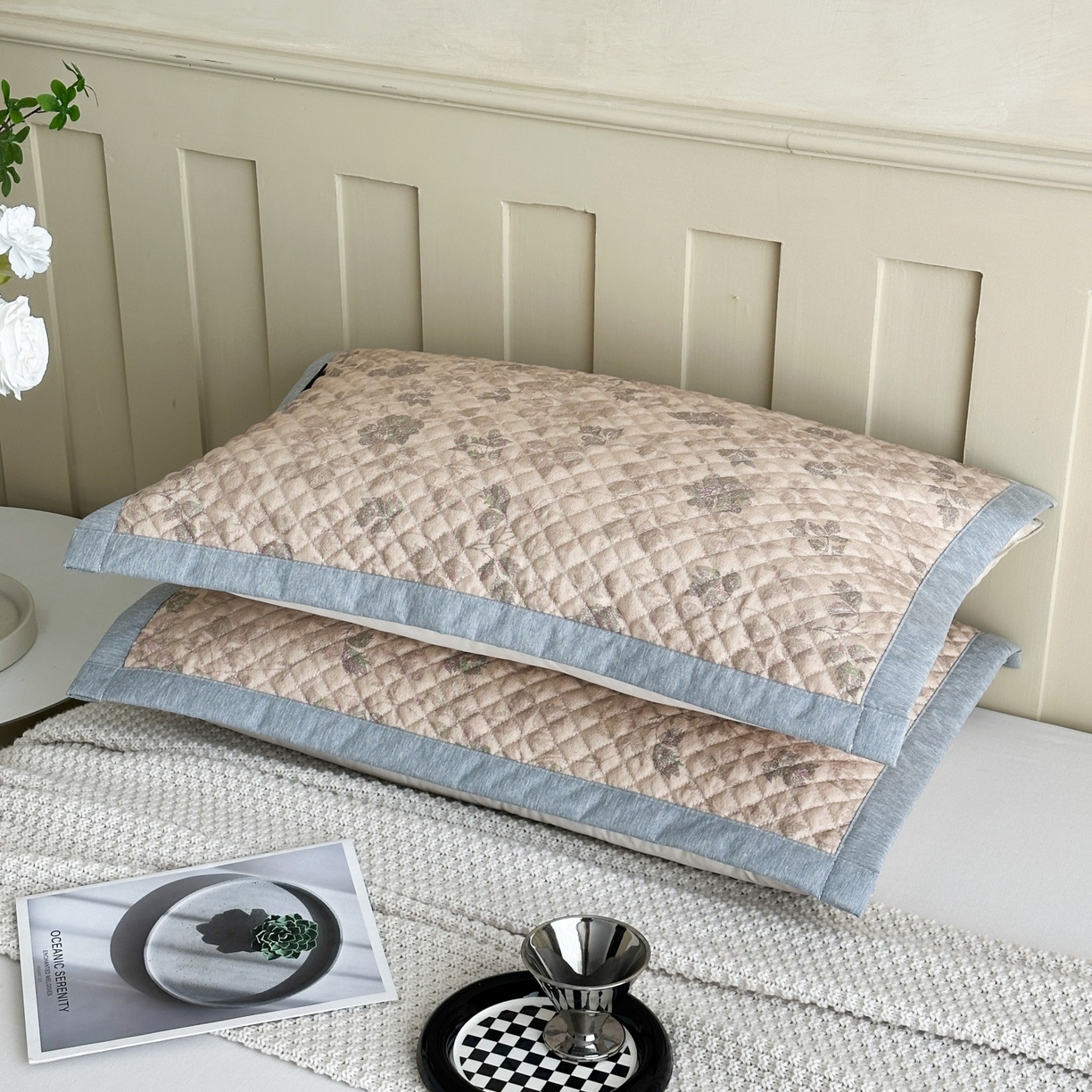 91家纺网 家纺一手货源 找家纺 凌云家纺 2026新款复古棉麻老粗布夹棉枕巾 藤花间