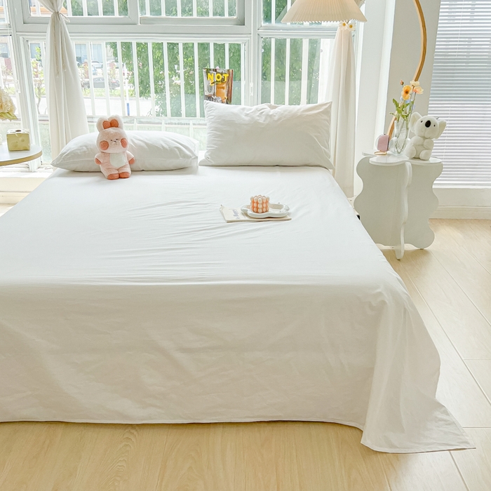 91家纺网 家纺一手货源 找家纺 爱彼家纺 2026新款夏季新款纯色磨毛亲肤柔软单床单床单三件套 纯色-纯白