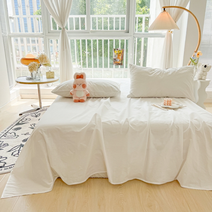 91家纺网 家纺一手货源 找家纺 爱彼家纺 2026新款夏季新款纯色磨毛亲肤柔软单床单床单三件套 纯色-纯白