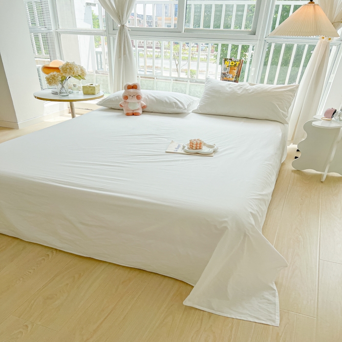 91家纺网 家纺一手货源 找家纺 爱彼家纺 2026新款夏季新款纯色磨毛亲肤柔软单床单床单三件套 纯色-纯白