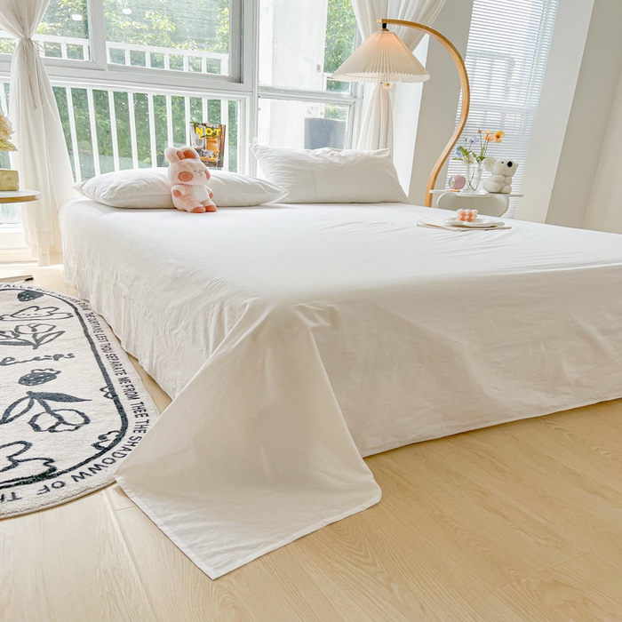 91家纺网 家纺一手货源 找家纺 爱彼家纺 2026新款夏季新款纯色磨毛亲肤柔软单床单床单三件套 纯色-纯白