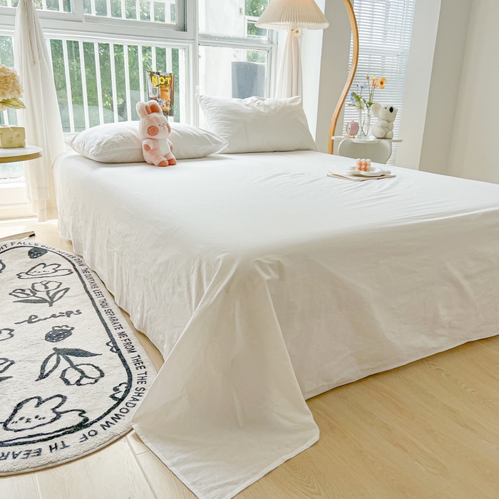 91家纺网 家纺一手货源 找家纺 爱彼家纺 2026新款夏季新款纯色磨毛亲肤柔软单床单床单三件套 纯色-纯白