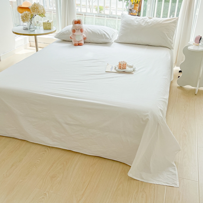 91家纺网 家纺一手货源 找家纺 爱彼家纺 2026新款夏季新款纯色磨毛亲肤柔软单床单床单三件套 纯色-纯白