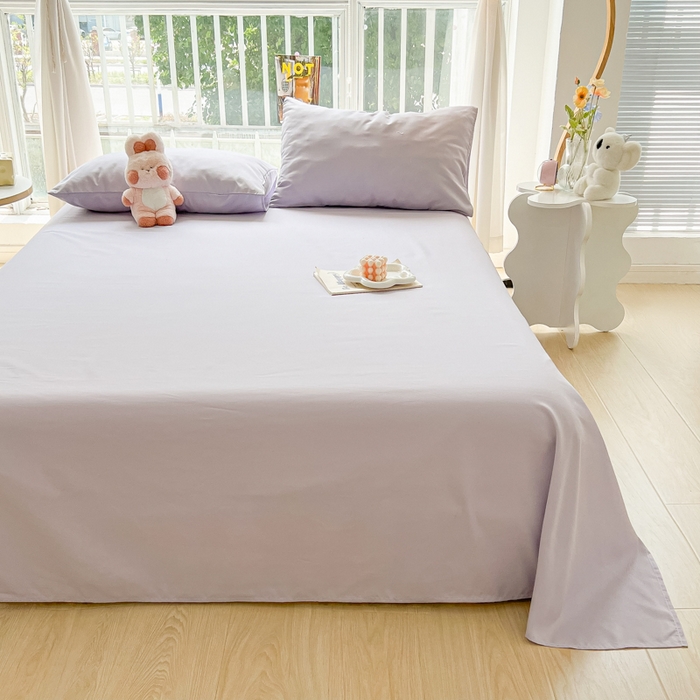 91家纺网 家纺一手货源 找家纺 爱彼家纺 2026新款夏季新款纯色磨毛亲肤柔软单床单床单三件套 纯色-淡雅紫