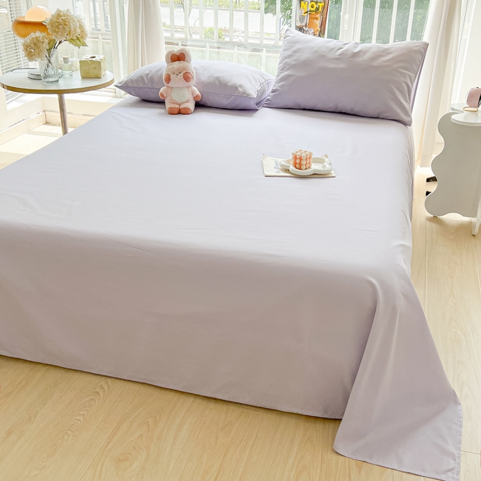91家纺网 家纺一手货源 找家纺 爱彼家纺 2026新款夏季新款纯色磨毛亲肤柔软单床单床单三件套 纯色-淡雅紫