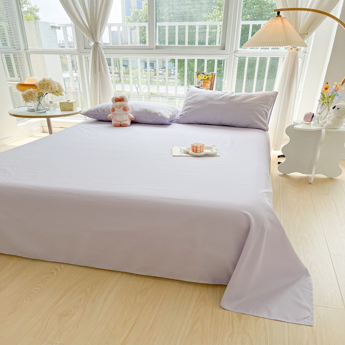 91家纺网 家纺一手货源 找家纺 爱彼家纺 2026新款夏季新款纯色磨毛亲肤柔软单床单床单三件套 纯色-淡雅紫