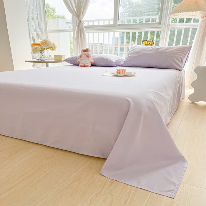 91家纺网 家纺一手货源 找家纺 爱彼家纺 2026新款夏季新款纯色磨毛亲肤柔软单床单床单三件套 纯色-淡雅紫