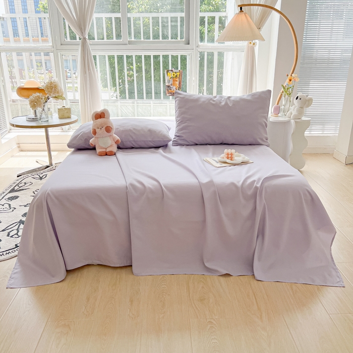 91家纺网 家纺一手货源 找家纺 爱彼家纺 2026新款夏季新款纯色磨毛亲肤柔软单床单床单三件套 纯色-淡雅紫