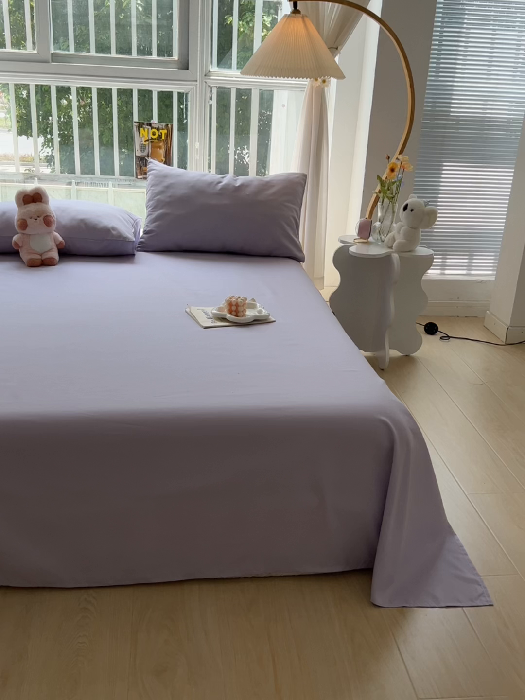 91家纺网 家纺一手货源 找家纺 爱彼家纺 2026新款夏季新款纯色磨毛亲肤柔软单床单床单三件套 纯色-淡雅紫