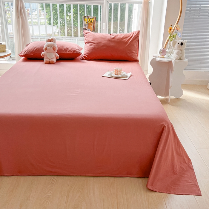 91家纺网 家纺一手货源 找家纺 爱彼家纺 2026新款夏季新款纯色磨毛亲肤柔软单床单床单三件套 纯色-豆沙