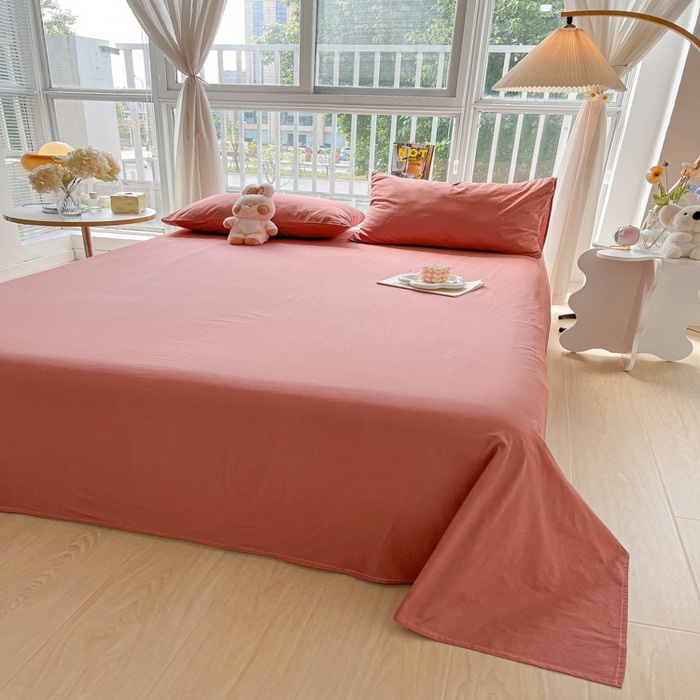 91家纺网 家纺一手货源 找家纺 爱彼家纺 2026新款夏季新款纯色磨毛亲肤柔软单床单床单三件套 纯色-豆沙
