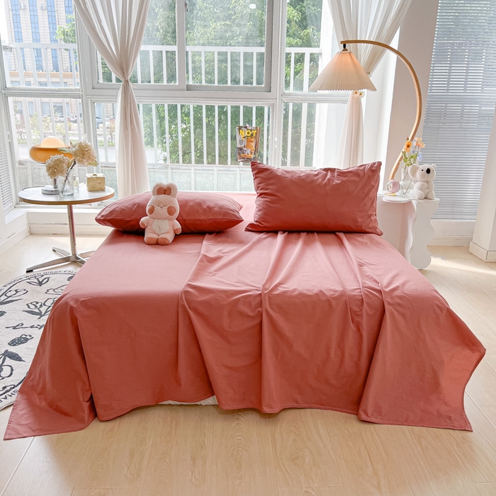 91家纺网 家纺一手货源 找家纺 爱彼家纺 2026新款夏季新款纯色磨毛亲肤柔软单床单床单三件套 纯色-豆沙