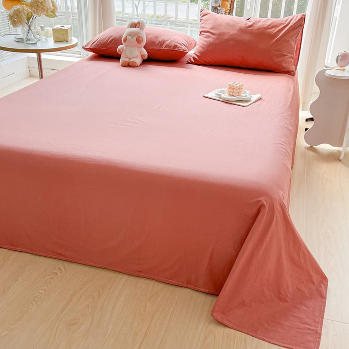 91家纺网 家纺一手货源 找家纺 爱彼家纺 2026新款夏季新款纯色磨毛亲肤柔软单床单床单三件套 纯色-豆沙