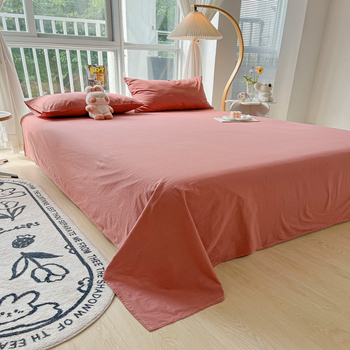 91家纺网 家纺一手货源 找家纺 爱彼家纺 2026新款夏季新款纯色磨毛亲肤柔软单床单床单三件套 纯色-豆沙