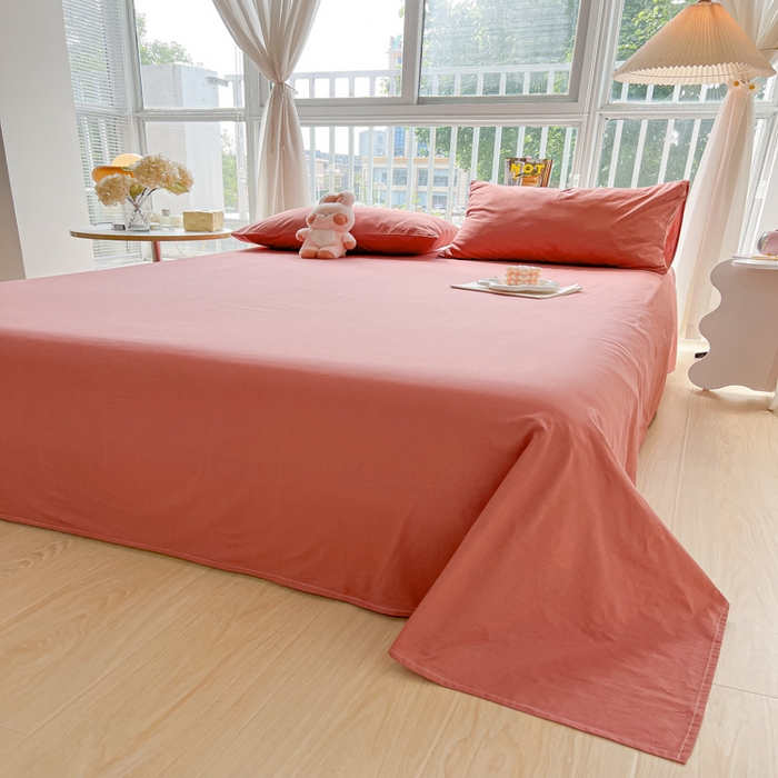 91家纺网 家纺一手货源 找家纺 爱彼家纺 2026新款夏季新款纯色磨毛亲肤柔软单床单床单三件套 纯色-豆沙