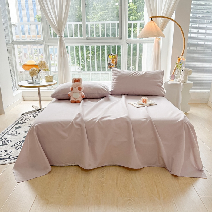 91家纺网 家纺一手货源 找家纺 爱彼家纺 2026新款夏季新款纯色磨毛亲肤柔软单床单床单三件套 纯色-粉咖