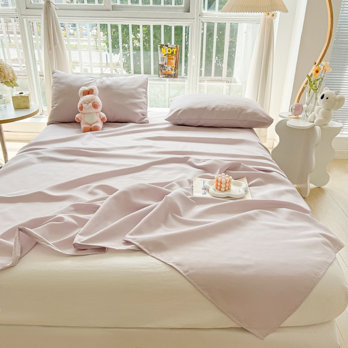 91家纺网 家纺一手货源 找家纺 爱彼家纺 2026新款夏季新款纯色磨毛亲肤柔软单床单床单三件套 纯色-粉咖