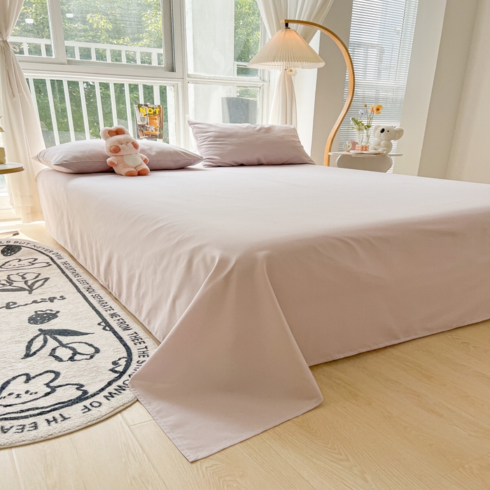 91家纺网 家纺一手货源 找家纺 爱彼家纺 2026新款夏季新款纯色磨毛亲肤柔软单床单床单三件套 纯色-粉咖