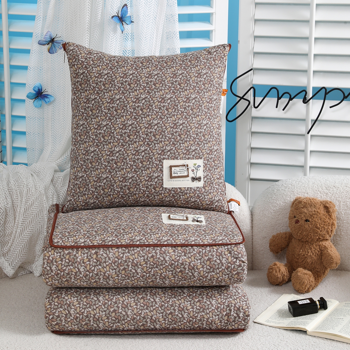 91家纺网 家纺一手货源 找家纺 （总）宝马家纺（原梦童画） 2026新款色织云舒棉印花轻奢款抱枕被