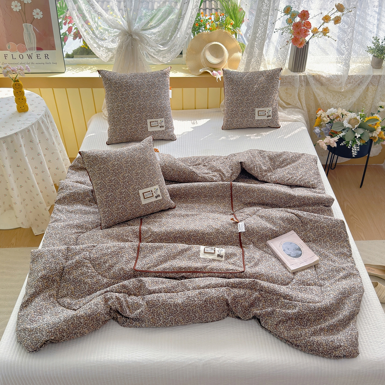 91家纺网 家纺一手货源 找家纺 宝马家纺（原梦童画） 2026新款色织云舒棉印花轻奢款抱枕被 花海