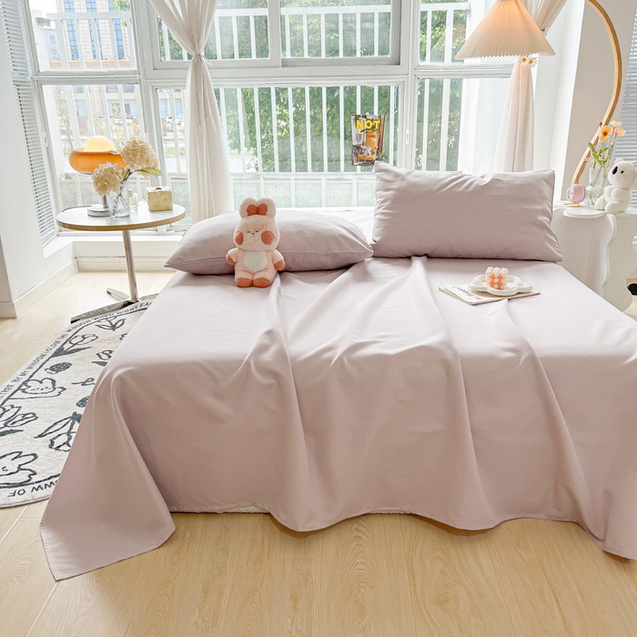 91家纺网 家纺一手货源 找家纺 爱彼家纺 2026新款夏季新款纯色磨毛亲肤柔软单床单床单三件套 纯色-粉咖