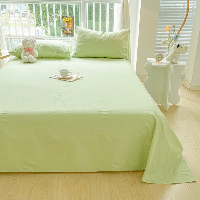 91家纺网 家纺一手货源 找家纺 爱彼家纺 2026新款夏季新款纯色磨毛亲肤柔软单床单床单三件套 纯色-果绿