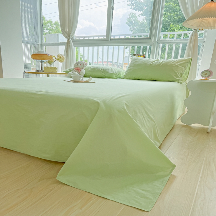 91家纺网 家纺一手货源 找家纺 爱彼家纺 2026新款夏季新款纯色磨毛亲肤柔软单床单床单三件套 纯色-果绿