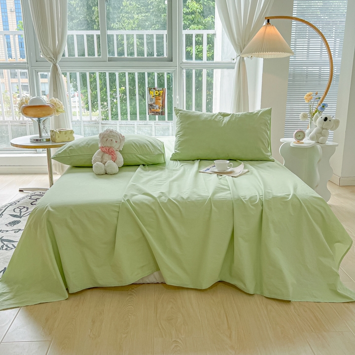 91家纺网 家纺一手货源 找家纺 爱彼家纺 2026新款夏季新款纯色磨毛亲肤柔软单床单床单三件套 纯色-果绿