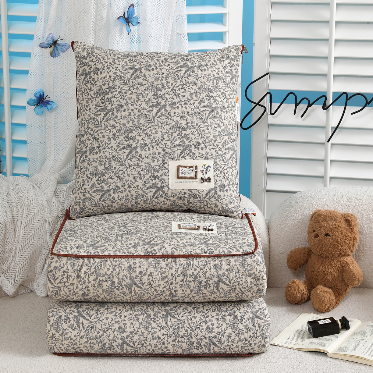 宝马家纺（原梦童画） 2026新款色织云舒棉印花轻奢款抱枕被 镜花缘