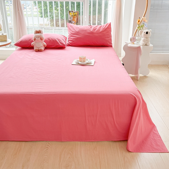 91家纺网 家纺一手货源 找家纺 爱彼家纺 2026新款夏季新款纯色磨毛亲肤柔软单床单床单三件套 纯色-梅红