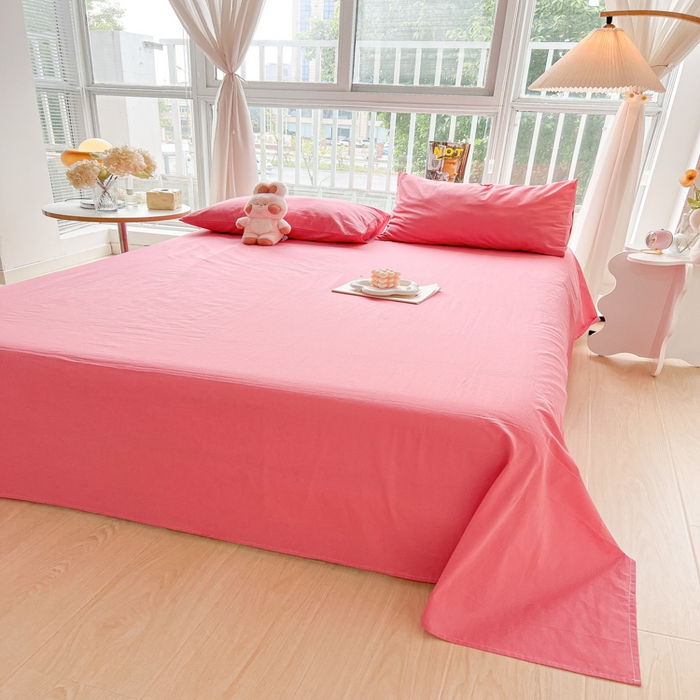 91家纺网 家纺一手货源 找家纺 爱彼家纺 2026新款夏季新款纯色磨毛亲肤柔软单床单床单三件套 纯色-梅红