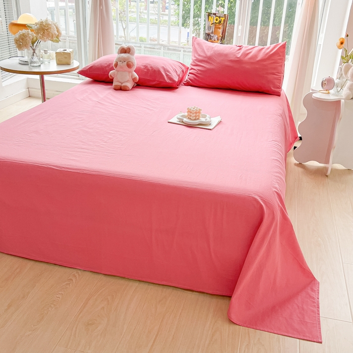 91家纺网 家纺一手货源 找家纺 爱彼家纺 2026新款夏季新款纯色磨毛亲肤柔软单床单床单三件套 纯色-梅红