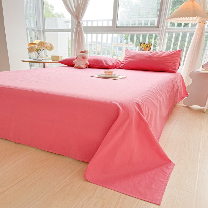 91家纺网 家纺一手货源 找家纺 爱彼家纺 2026新款夏季新款纯色磨毛亲肤柔软单床单床单三件套 纯色-梅红