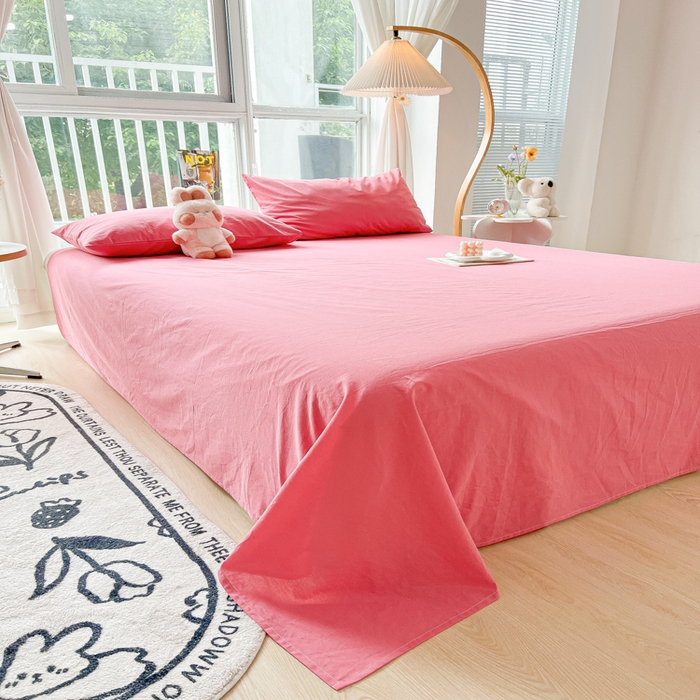 91家纺网 家纺一手货源 找家纺 爱彼家纺 2026新款夏季新款纯色磨毛亲肤柔软单床单床单三件套 纯色-梅红