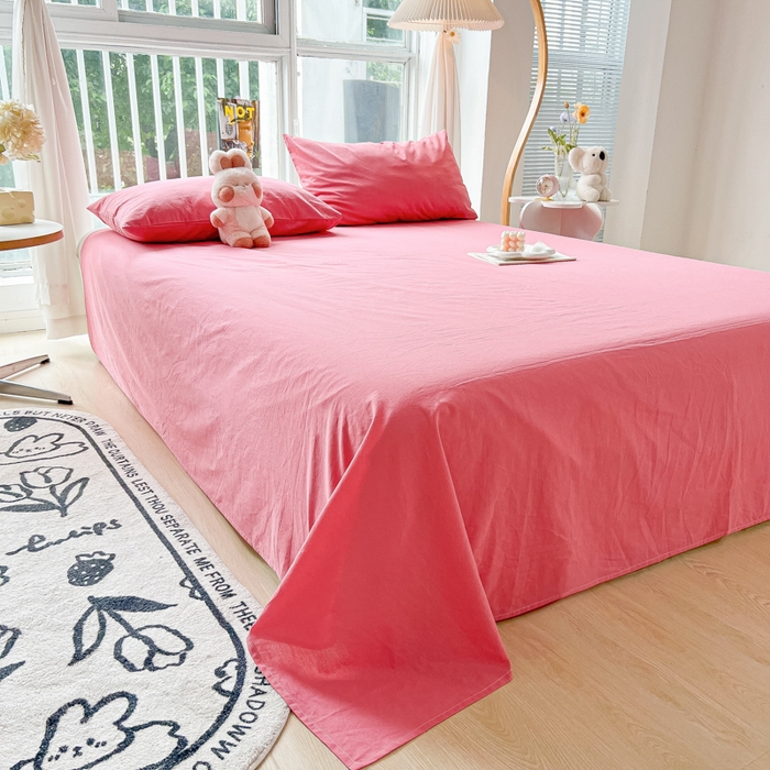 91家纺网 家纺一手货源 找家纺 爱彼家纺 2026新款夏季新款纯色磨毛亲肤柔软单床单床单三件套 纯色-梅红