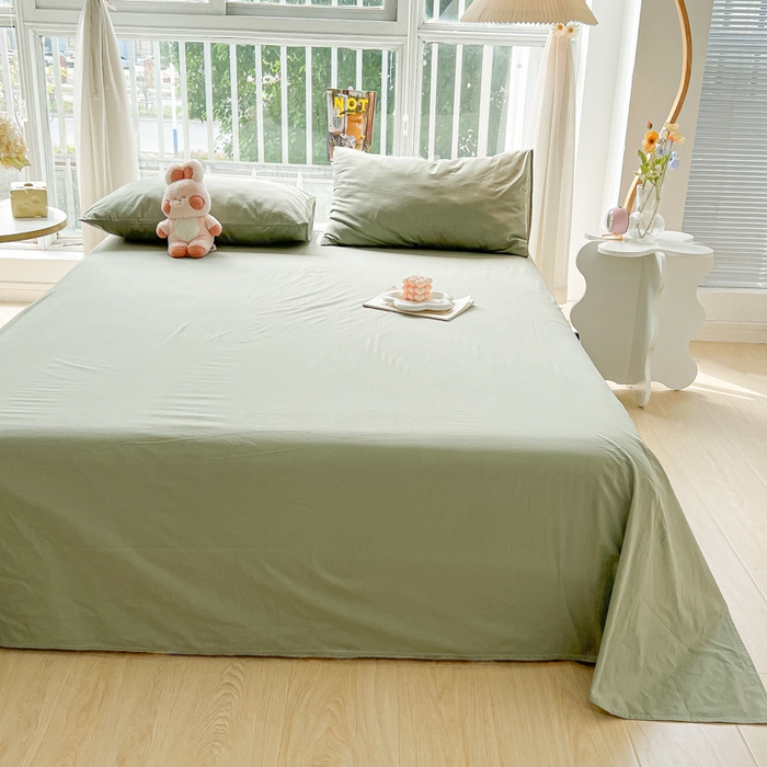 91家纺网 家纺一手货源 找家纺 爱彼家纺 2026新款夏季新款纯色磨毛亲肤柔软单床单床单三件套 纯色-抹茶