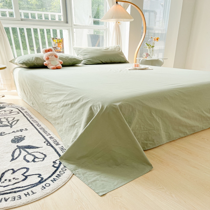 91家纺网 家纺一手货源 找家纺 爱彼家纺 2026新款夏季新款纯色磨毛亲肤柔软单床单床单三件套 纯色-抹茶