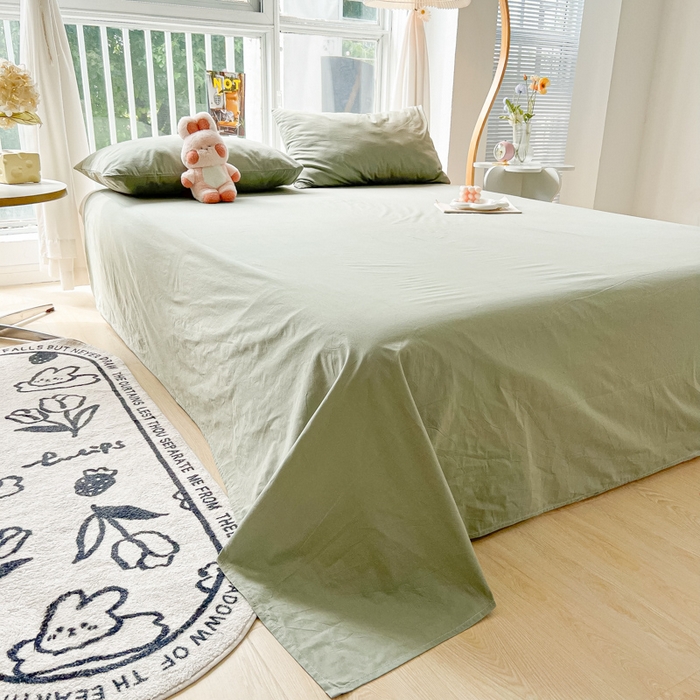 91家纺网 家纺一手货源 找家纺 爱彼家纺 2026新款夏季新款纯色磨毛亲肤柔软单床单床单三件套 纯色-抹茶