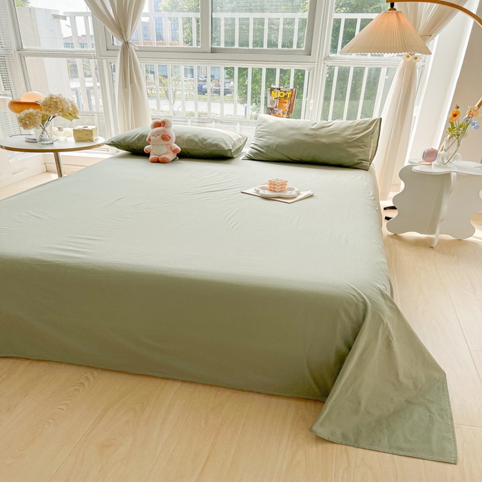 91家纺网 家纺一手货源 找家纺 爱彼家纺 2026新款夏季新款纯色磨毛亲肤柔软单床单床单三件套 纯色-抹茶